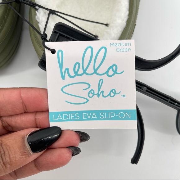 Hello Soho Women’s Olive Green Faux Fur Cozy Lined EVA Slip On Clogs Medium 7/8 - Picture 11 of 13